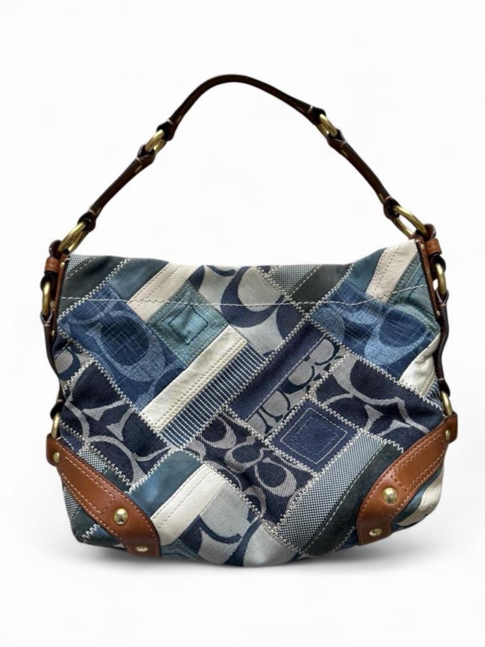 Vintage Coach Denim Patchwork Carly Hobo shoulder bag purse N° B0898-12215